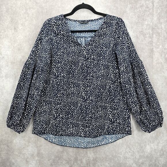 Navy Blue Polka Dot High Low Long Sleeve Extra Small XS - Picture 1 of 5